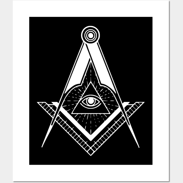 Masonic compasses with square white design Wall Art by Arpi Design Studio